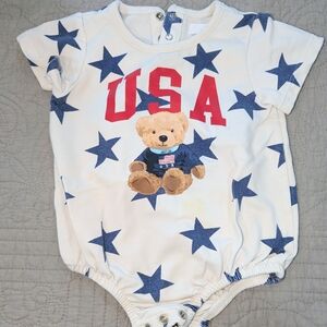 Cat & Jack Blue Star USA Teddy Bear Bodysuit